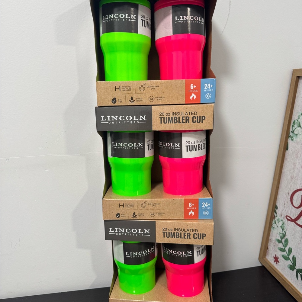 Lincoln Outfitters Insulated Tumbler Cups - Green and Pink new bundle